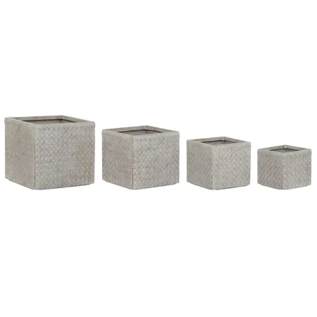 Set de Maceteros Home ESPRIT Beige Fibra de Vidrio Magnesio 44,5 x 44,5 x 42,5 cm (4 Unidades) de Home ESPRIT, Maceteros - Re...