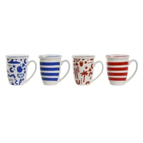 Tasse avec filtre pour infusions Home ESPRIT Bleu Rouge Acier inoxydable Porcelaine 380 ml (4 Unités) de Home ESPRIT, Tasses ...