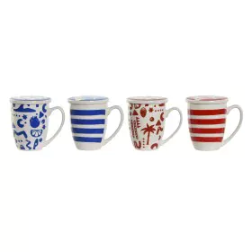 Taza con Filtro para Infusiones Home ESPRIT Azul Rojo Acero Inoxidable Porcelana 380 ml (4 Unidades) de Home ESPRIT, Tazas - ...