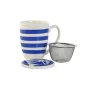 Taza con Filtro para Infusiones Home ESPRIT Azul Rojo Acero Inoxidable Porcelana 380 ml (4 Unidades) de Home ESPRIT, Tazas - ...