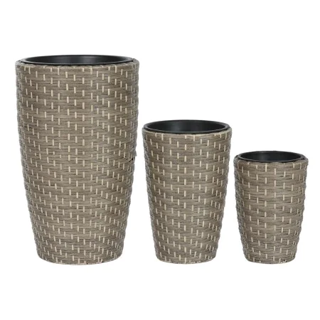 Set de pots de fleurs Home ESPRIT polypropylène Rotin 37 x 37 x 60 cm de Home ESPRIT, Cache-pots - Réf : S3054562, Prix : 75,...