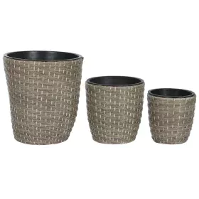 Set of Planters Home ESPRIT polypropylene Rattan 40 x 40 x 45 cm by Home ESPRIT, Cachepots - Ref: S3054563, Price: 60,19 €, D...