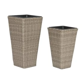 Set of Planters Home ESPRIT polypropylene Rattan 31 x 31 x 61 cm by Home ESPRIT, Cachepots - Ref: S3054564, Price: 50,58 €, D...