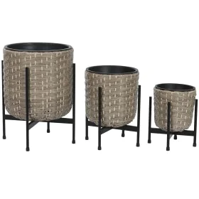 Set of Planters Home ESPRIT Metal polypropylene Rattan 39 x 39 x 49 cm by Home ESPRIT, Cachepots - Ref: S3054567, Price: 96,5...