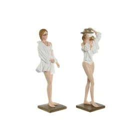 Figurine Décorative Home ESPRIT Blanc Beige Femme méditerranéen 8 x 6,5 x 24,5 cm (2 Unités) de Home ESPRIT, Objets de décora...