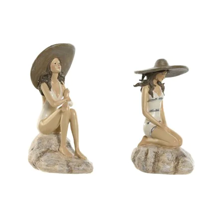 Figurine Décorative Home ESPRIT Blanc Beige Femme méditerranéen 12 x 8,5 x 20 cm (2 Unités) de Home ESPRIT, Objets de décorat...