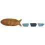 Conjunto para Aperitivos Home ESPRIT Azul Azul Marinho Porcelana Acácia Peixe Mediterrâneo 28 x 9,7 x 1,3 cm 4 Peças de Home ...