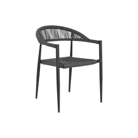 Silla de Jardín Home ESPRIT Negro Gris oscuro Aluminio Ratán 56 x 60 x 78 cm de Home ESPRIT, Sillas de comedor de jardín - Re...