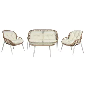 Set Tavolo con 3 Sedie Home ESPRIT Bianco Nero Beige Metallo Cristallo rattan sintetico 130 x 76 x 83 cm di Home ESPRIT, Diva...