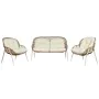 Set Tavolo con 3 Sedie Home ESPRIT Bianco Nero Beige Metallo Cristallo rattan sintetico 130 x 76 x 83 cm di Home ESPRIT, Diva...