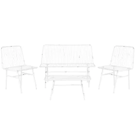 Conjunto de Mesa con 3 Sillones Home ESPRIT Blanco Metal 115 x 53 x 83 cm de Home ESPRIT, Sofás - Ref: S3054669, Precio: 257,...