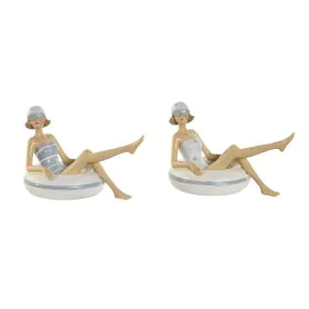 Figurine Décorative Home ESPRIT Blanc Bleu ciel méditerranéen 17,5 x 10 x 10,5 cm (2 Unités) de Home ESPRIT, Objets de décora...