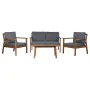 Conjunto de Mesa com 3 Poltronas Home ESPRIT Castanho Cinzento Acácia 120 x 72 x 75 cm de Home ESPRIT, Sofás - Ref: S3054736,...