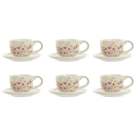 Set of 6 Cups with Plate Home ESPRIT Yellow White Pink Lilac Metal Dolomite 180 ml by Home ESPRIT, Cups - Ref: S3054752, Pric...