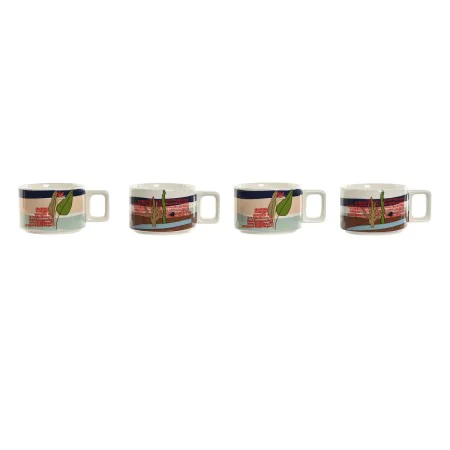 Juego de Tazas de Café Home ESPRIT Azul Verde Rosa Lila Metal Bambú Dolomita 260 ml de Home ESPRIT, Tazas - Ref: S3054760, Pr...