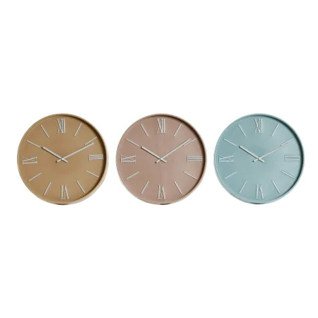 Horloge Murale Home ESPRIT Bleu Rose Moutarde PVC 30 x 4 x 30 cm (3 Unités) de Home ESPRIT, Pendules murales - Réf : S3054792...