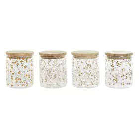 Bote DKD Home Decor Bambú Vidrio de Borosilicato Shabby Chic 700 ml 10 x 10 x 12,5 cm (4 Unidades) de DKD Home Decor, Almacen...