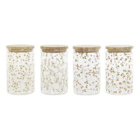 Bote DKD Home Decor Bambu Vidro de Borosilicato Shabby Chic 1 L 10 x 10 x 17 cm (4 Unidades) de DKD Home Decor, Armazenamento...