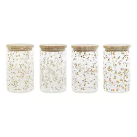 Barattolo DKD Home Decor Bambù Vetro Borosilicato Shabby Chic 1 L 10 x 10 x 17 cm (4 Unità) di DKD Home Decor, Conservazione ...