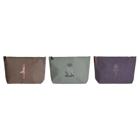 Toilet Bag DKD Home Decor Brown Green Burgundy Canvas Yoga 33 x 8 x 20 cm (3 Units) by DKD Home Decor, Cosmetic Cases - Ref: ...