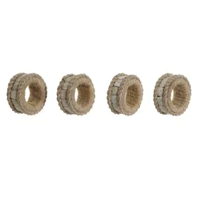 Napkin ring DKD Home Decor Natural Jute Resin Aluminium 6 x 3 x 6 cm 4 Pieces by DKD Home Decor, Napkin Rings - Ref: S3054861...