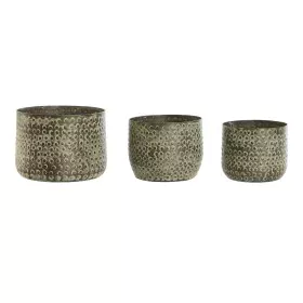 Set de Maceteros Home ESPRIT Verde Aluminio 17 x 17 x 13 cm de Home ESPRIT, Maceteros - Ref: S3054901, Precio: 35,62 €, Descu...