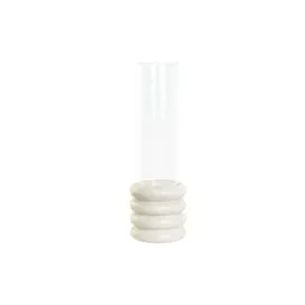 Castiçais Home ESPRIT Branco Natural Cristal Mármore 10 x 10 x 33 cm de Home ESPRIT, Candelabros e suportes para velas - Ref:...