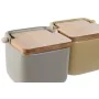 Salero con Tapa Home ESPRIT Beige Gris Natural Bambú Dolomita 15 x 12 x 11 cm (2 Unidades) de Home ESPRIT, Dosificadores de a...