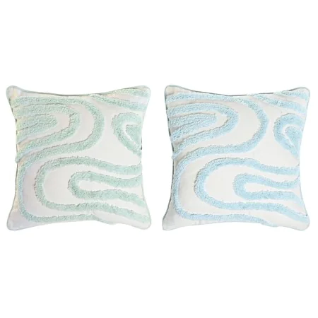 Cojín Home ESPRIT Azul Blanco Verde 40 x 5 x 40 cm (2 Unidades) de Home ESPRIT, Cojines - Ref: S3054953, Precio: 15,75 €, Des...