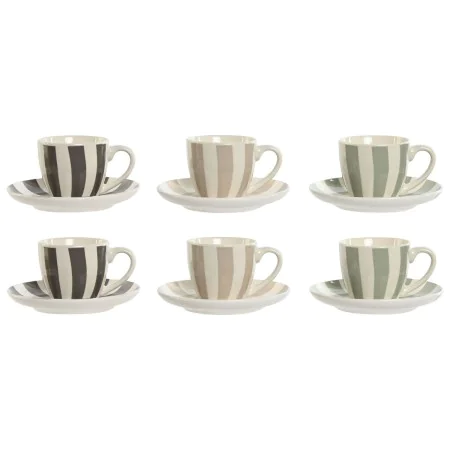 Jeu de 6 tasses avec plat Home ESPRIT Vert Beige Gris Porcelaine 90 ml 8,5 x 6,2 x 5,5 cm de Home ESPRIT, Tasses - Réf : S305...