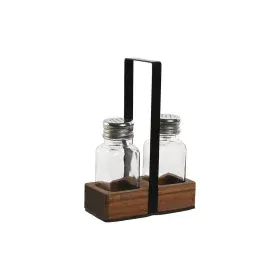 Salero y Pimentero Home ESPRIT Negro Cristal Madera de acacia 12 x 6 x 17,5 cm de Home ESPRIT, Dosificadores de aliño y espec...