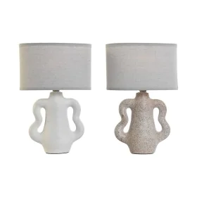 Desk lamp Home ESPRIT White Beige Stoneware 40 W 220 V 22 x 22 x 34 cm (2 Units) by Home ESPRIT, Bedside and Table Lamps - Re...