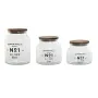 Set di 3 Barattoli Home ESPRIT Naturale Cristallo Acacia 1,5 L 2 L 3 L 16 x 16 x 21 cm di Home ESPRIT, Conservazione di alime...