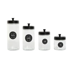 Set di 4 Barattoli Home ESPRIT Nero Metallo Cristallo 1 L 1,5 L 1,8 L 10,4 x 10,4 x 26,4 cm di Home ESPRIT, Conservazione di ...