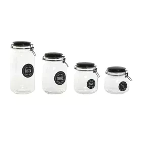 Set de 4 Boites Home ESPRIT Noir Métal Verre 2 L 11,4 x 11,4 x 26,7 cm de Home ESPRIT, Bocaux hermétiques et accessoires - Ré...