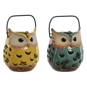 Lantern Home ESPRIT Yellow Jade Metal Porcelain Owl 12 x 12 x 15 cm (2 Units) by Home ESPRIT, Candelabras and candle holders ...