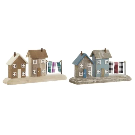 Decorative Figure Home ESPRIT Blue Red Multicolour Houses 25,5 x 9 x 13,5 cm (2 Units) by Home ESPRIT, Ornaments - Ref: S3055...