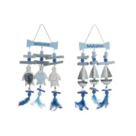 Hanging decoration Home ESPRIT Blue White Mediterranean 26 x 2 x 47 cm (2 Units) by Home ESPRIT, Ornaments - Ref: S3055457, P...