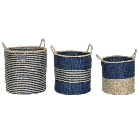 Korb-Set Home ESPRIT Blau natürlich Jute Seegras Mediterraner 43 x 43 x 54 cm (3 Stücke) von Home ESPRIT, Boxen & Kästen - Re...