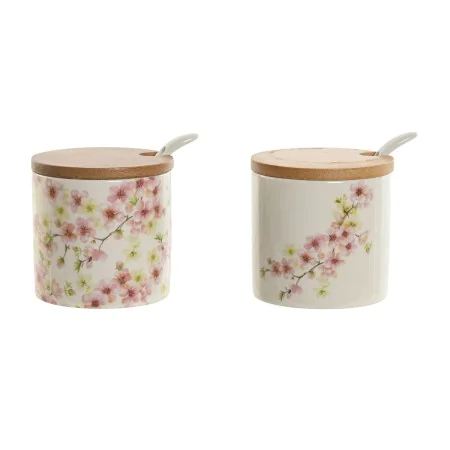 Sugar Bowl Home ESPRIT White Pink Lilac Bamboo Dolomite 7,5 x 7,5 x 7,5 cm (2 Units) by Home ESPRIT, Sugar and milk - Ref: S3...