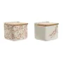 Portasale con Coperchio Home ESPRIT Bianco Rosa Lilla Bambù 750 ml 14 x 12,5 x 12 cm (2 Unità) di Home ESPRIT, Dosatori di co...