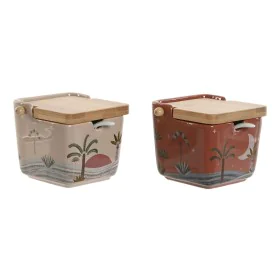 Portazucchero Home ESPRIT Beige Rosa Terracotta Lilla Bambù Dolomite 7,5 x 7,5 x 7,5 cm (2 Unità) di Home ESPRIT, Zucchero e ...