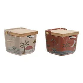 Portazucchero Home ESPRIT Beige Rosa Terracotta Lilla Bambù Dolomite 7,5 x 7,5 x 7,5 cm (2 Unità) di Home ESPRIT, Zucchero e ...