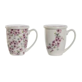 Cup with Tea Filter Home ESPRIT Blue White Pink Stainless steel Porcelain 380 ml (2 Units) by Home ESPRIT, Cups - Ref: S30555...