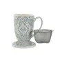 Cup with Tea Filter Home ESPRIT Blue Beige Stainless steel Porcelain 380 ml (2 Units) by Home ESPRIT, Cups - Ref: S3055520, P...