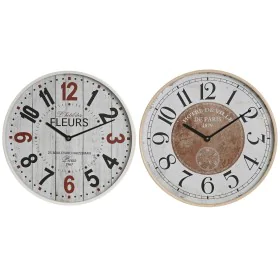 Reloj de Pared Home ESPRIT Blanco Cristal Madera MDF 40 x 4,5 x 40 cm (2 Unidades) de Home ESPRIT, Relojes de pared - Ref: S3...