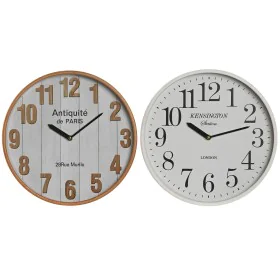 Reloj de Pared Home ESPRIT Blanco Cristal Madera MDF 32 x 4,5 x 32 cm (2 Unidades) de Home ESPRIT, Relojes de pared - Ref: S3...