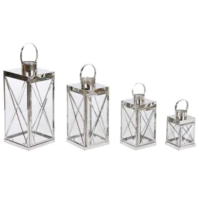 Lanterna Home ESPRIT Prateado Cristal Aço Cromado 22 x 20 x 50 cm (4 Peças) de Home ESPRIT, Candelabros e suportes para velas...