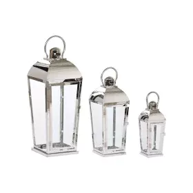 Farol Home ESPRIT Plateado Cristal Acero Cromado 23 x 23 x 60 cm (3 Piezas) de Home ESPRIT, Candelabros y portavelas - Ref: S...