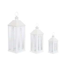 Lanterne Home ESPRIT Blanc Verre Fer Shabby Chic 20 x 20 x 55 cm (3 Pièces) de Home ESPRIT, Bougeoirs et chandeliers - Réf : ...